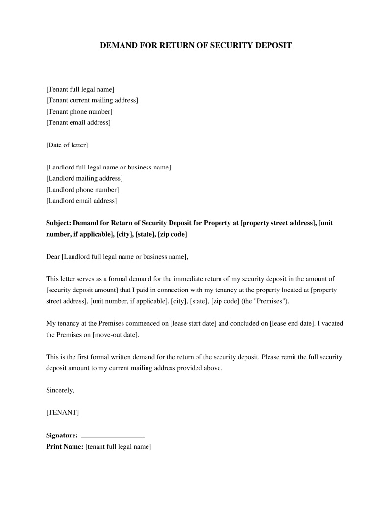 Security Deposit Demand Letter Preview