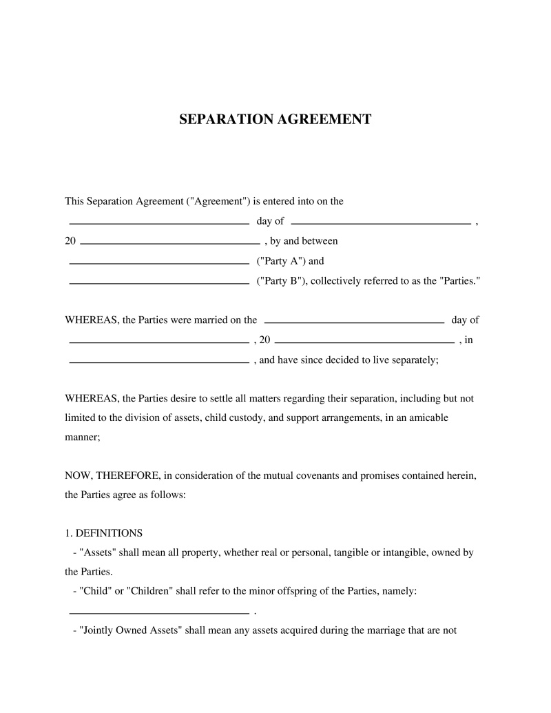 Separation Agreement Preview