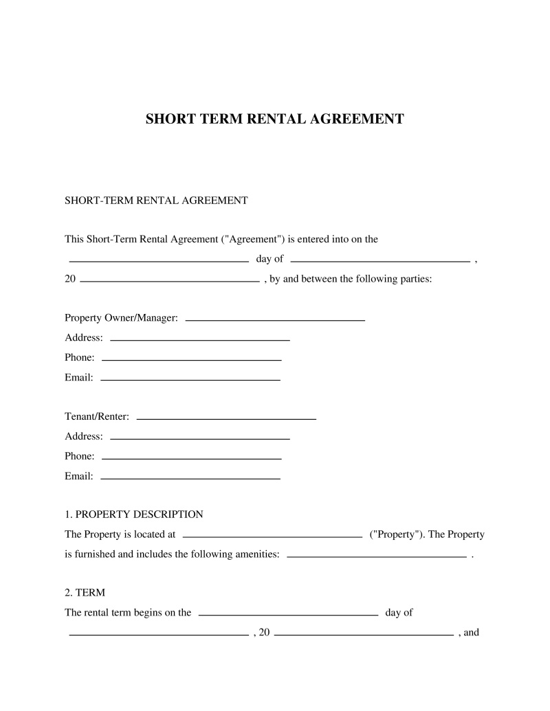 Short-Term Rental Agreement Preview