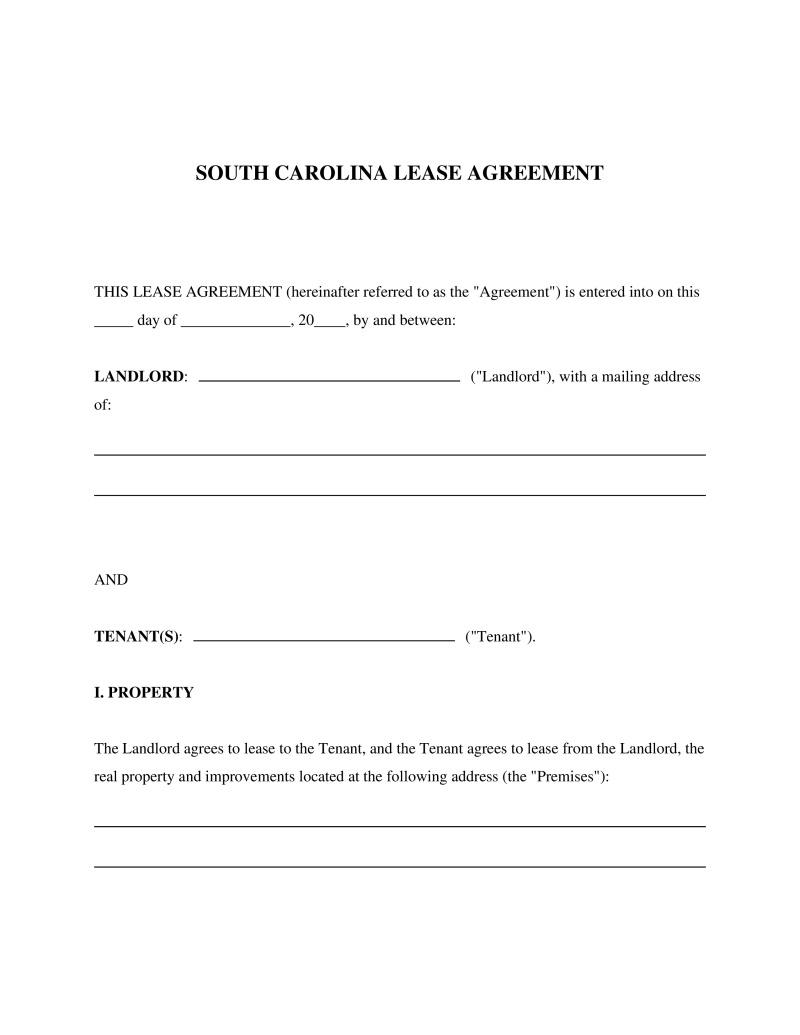 South Carolina Lease Agreement Preview