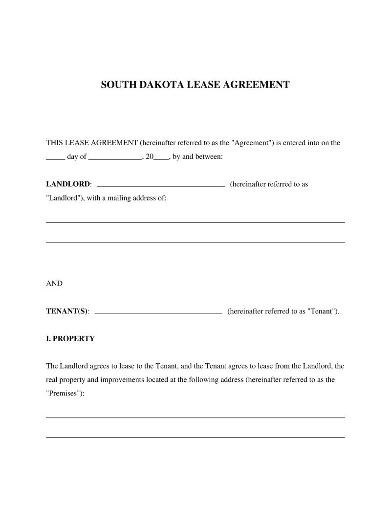South Dakota Lease Agreement Preview