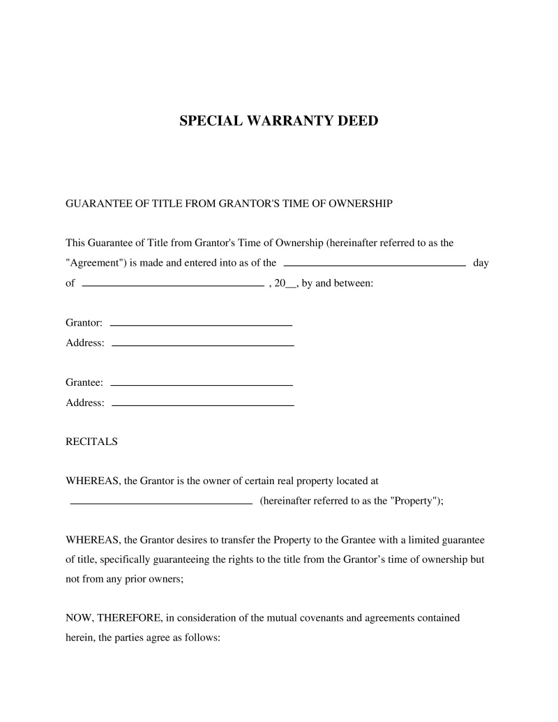 Special Warranty Deed Preview