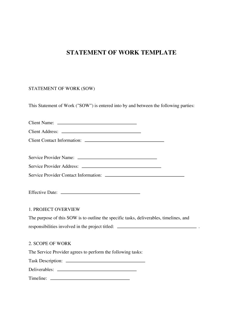 Statement of Work Template Preview