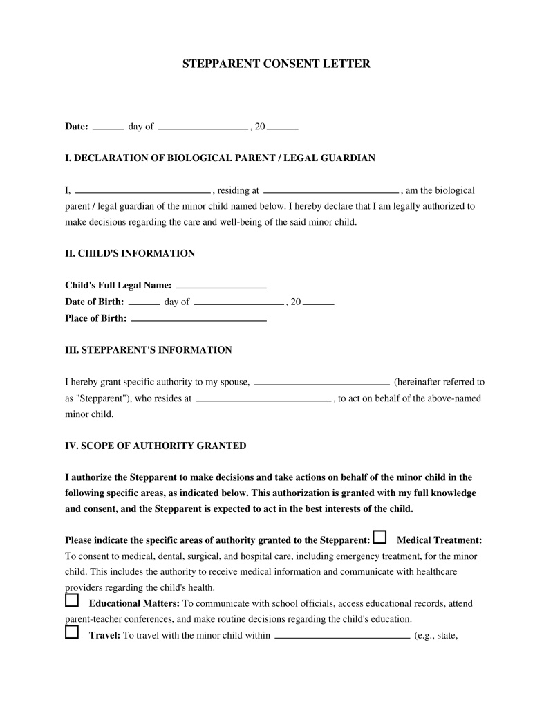 Stepparent Consent Letter Preview