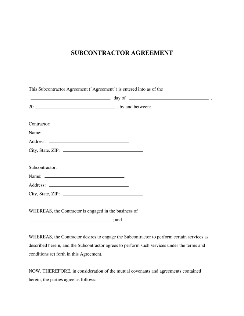 Subcontractor Agreement