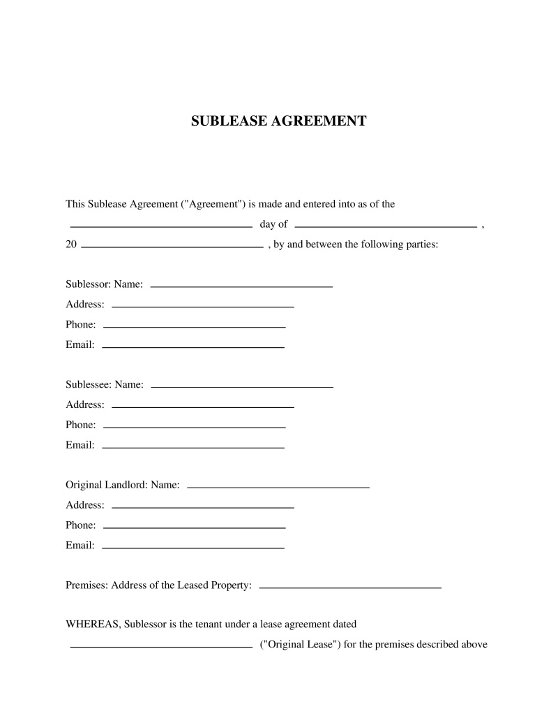 Sublease Agreement Preview