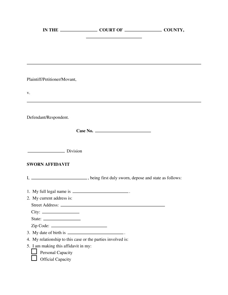 Sworn Affidavit Preview