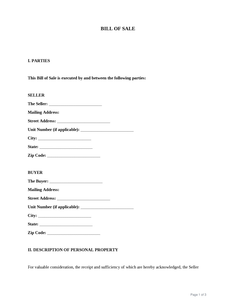 Tennessee Bill of Sale Preview
