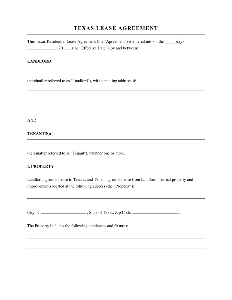 Texas Lease Agreement Preview