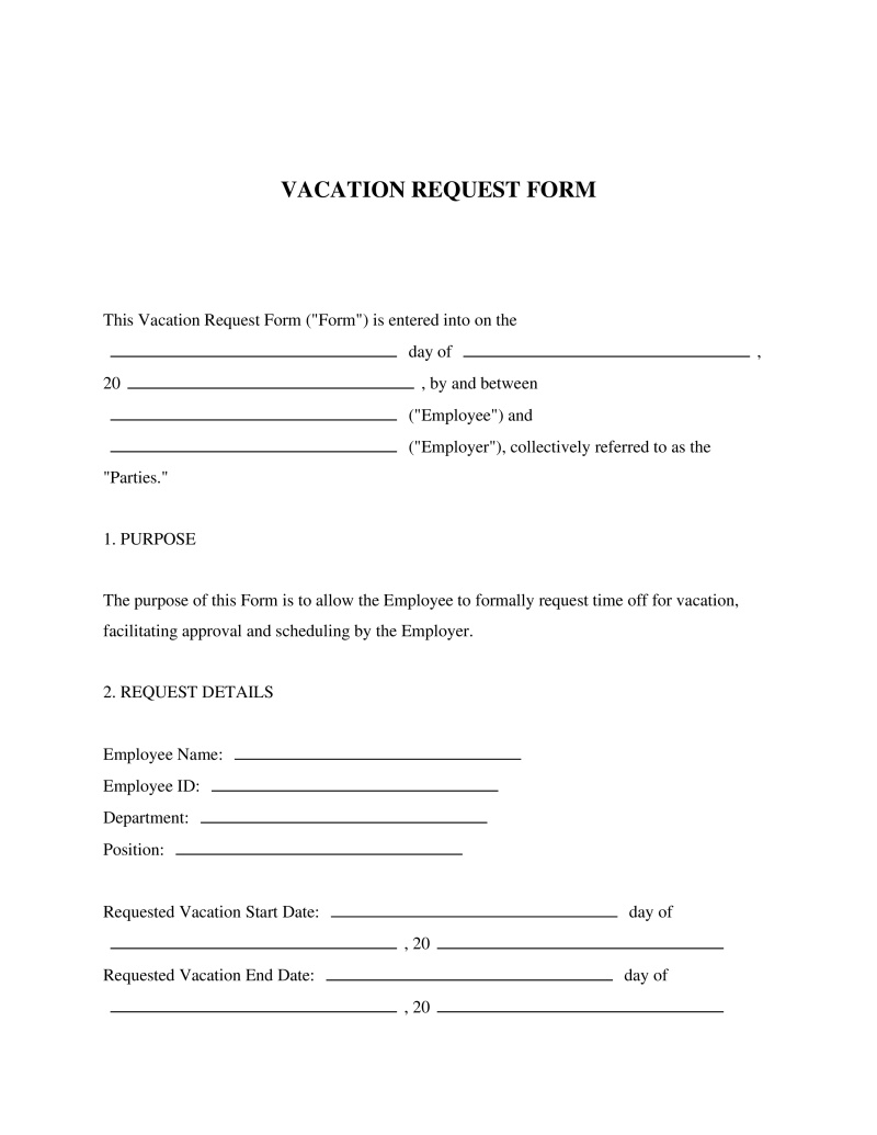 Vacation Request Form Preview