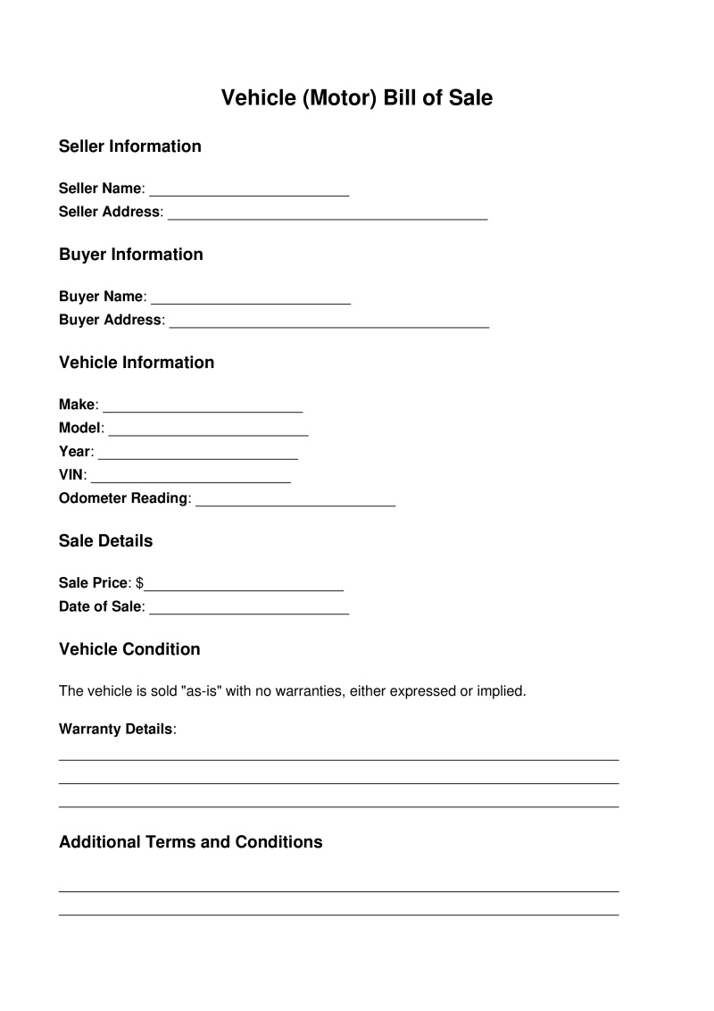 Auto Bill of Sale
