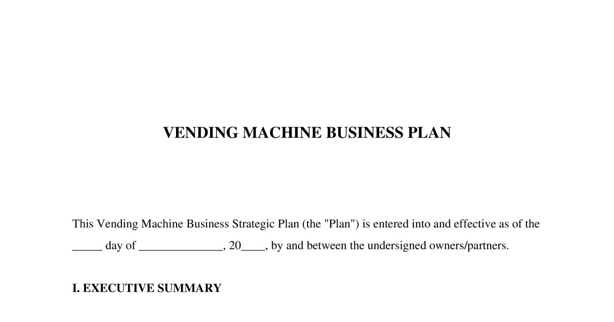 Free Vending Machine Business Plan Template | PDF & Word | LegalTemplates