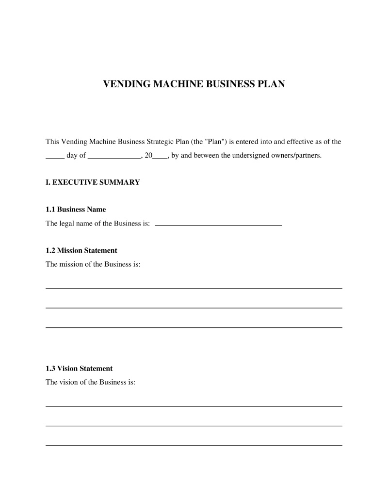 Vending Machine Business Plan Preview