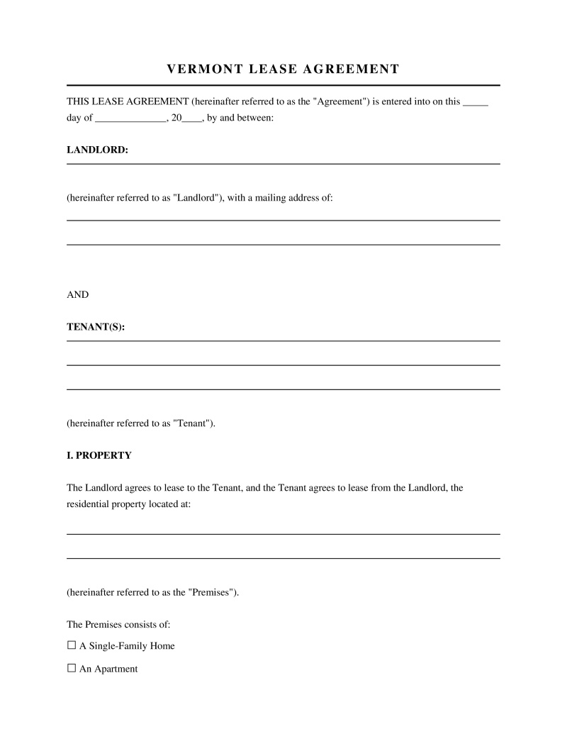 Vermont Lease Agreement Preview