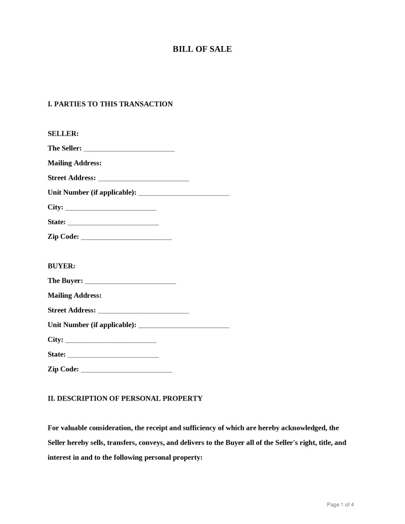 Virginia Bill of Sale Preview