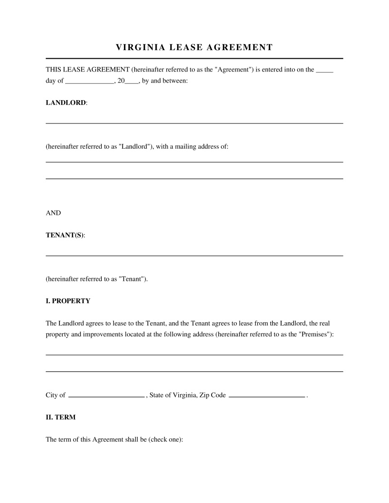 Virginia Lease Agreement Preview