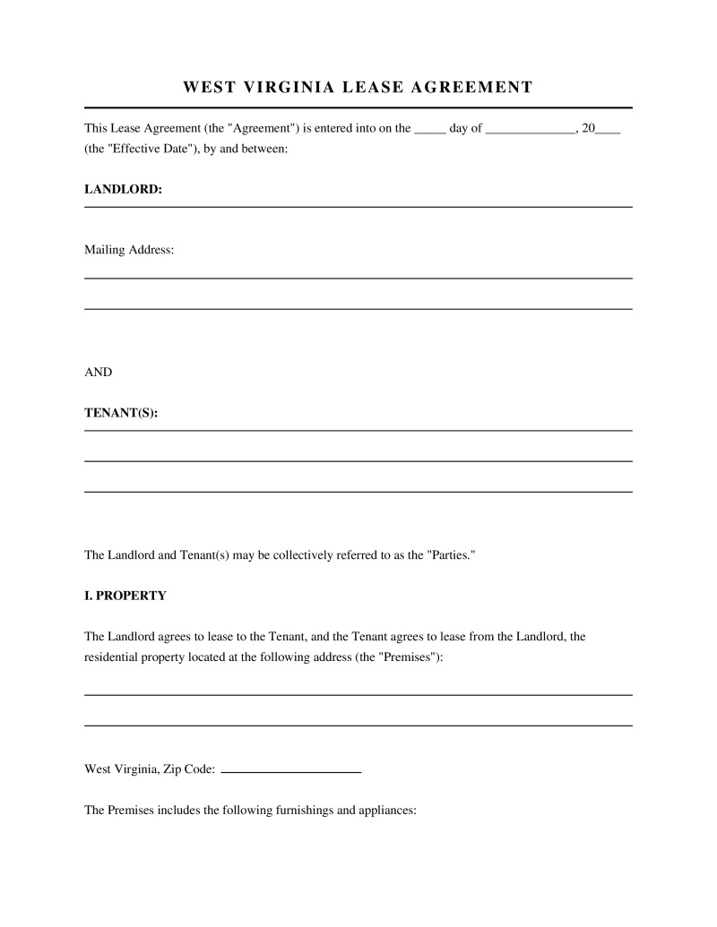 West Virginia Lease Agreement Preview