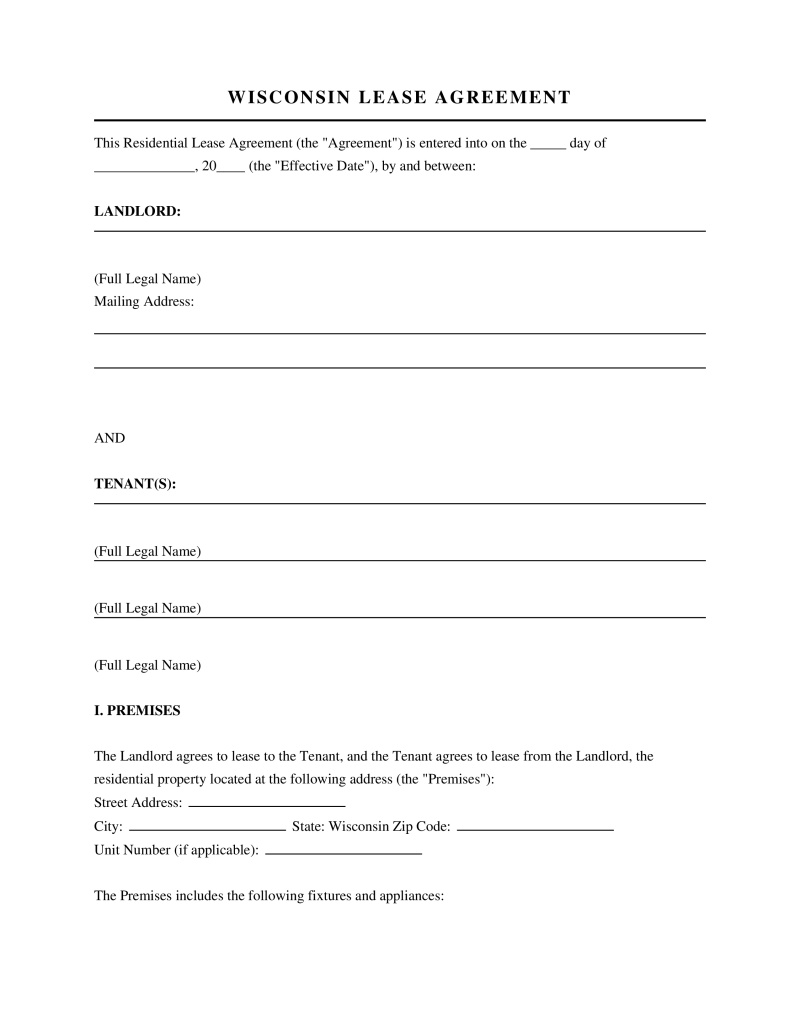 Wisconsin Lease Agreement Preview
