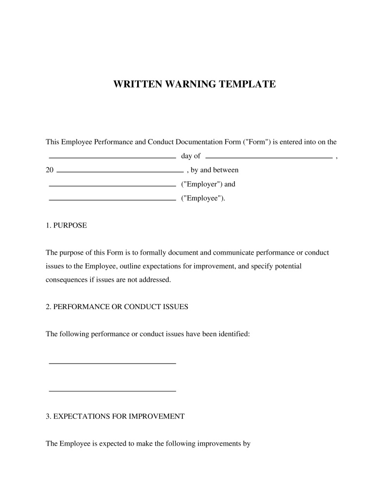 Written Warning Template Preview