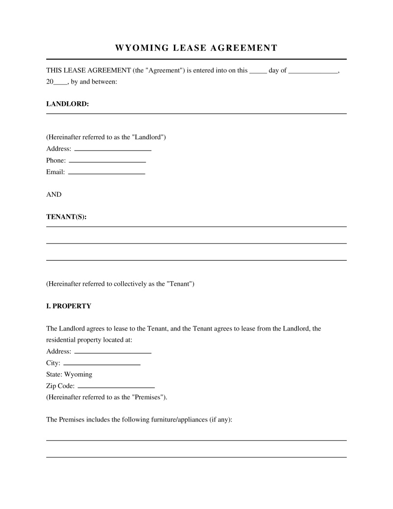 Wyoming Lease Agreement Preview