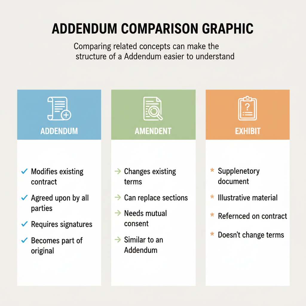 Comparison graphic explaining concepts related to a Addendum.