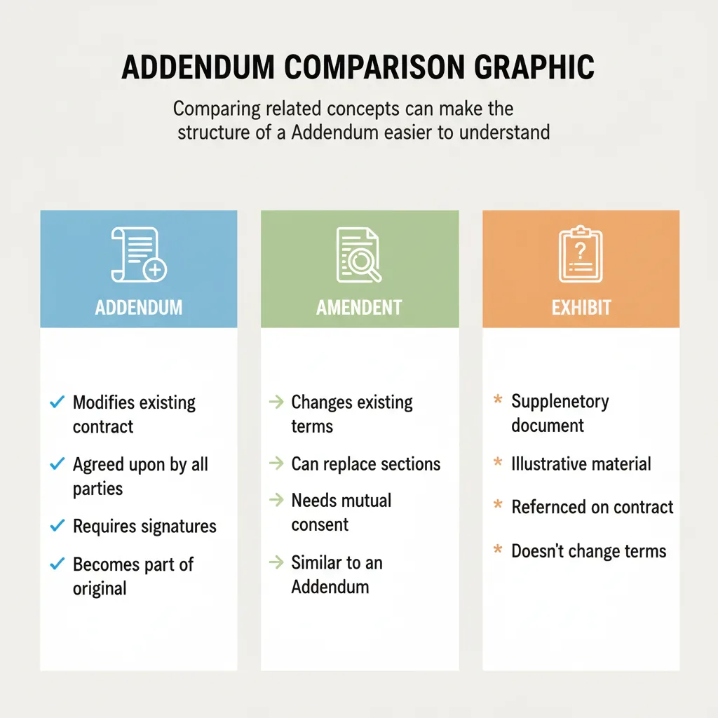 Comparison graphic explaining concepts related to a Addendum.
