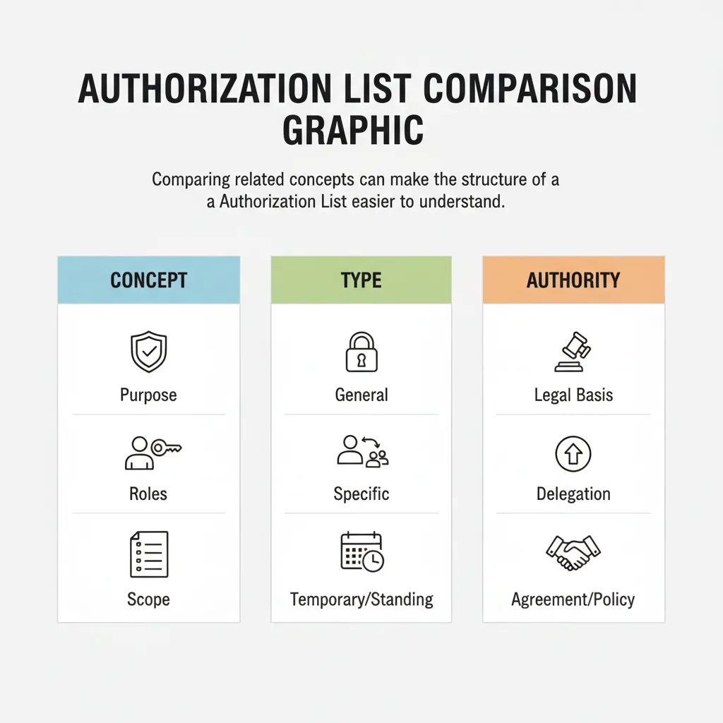 Comparison graphic explaining concepts related to a Authorization List.