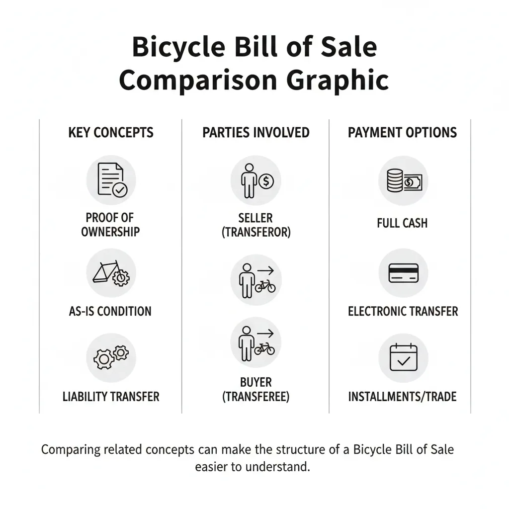Comparison graphic explaining concepts related to a Bicycle Bill of Sale.