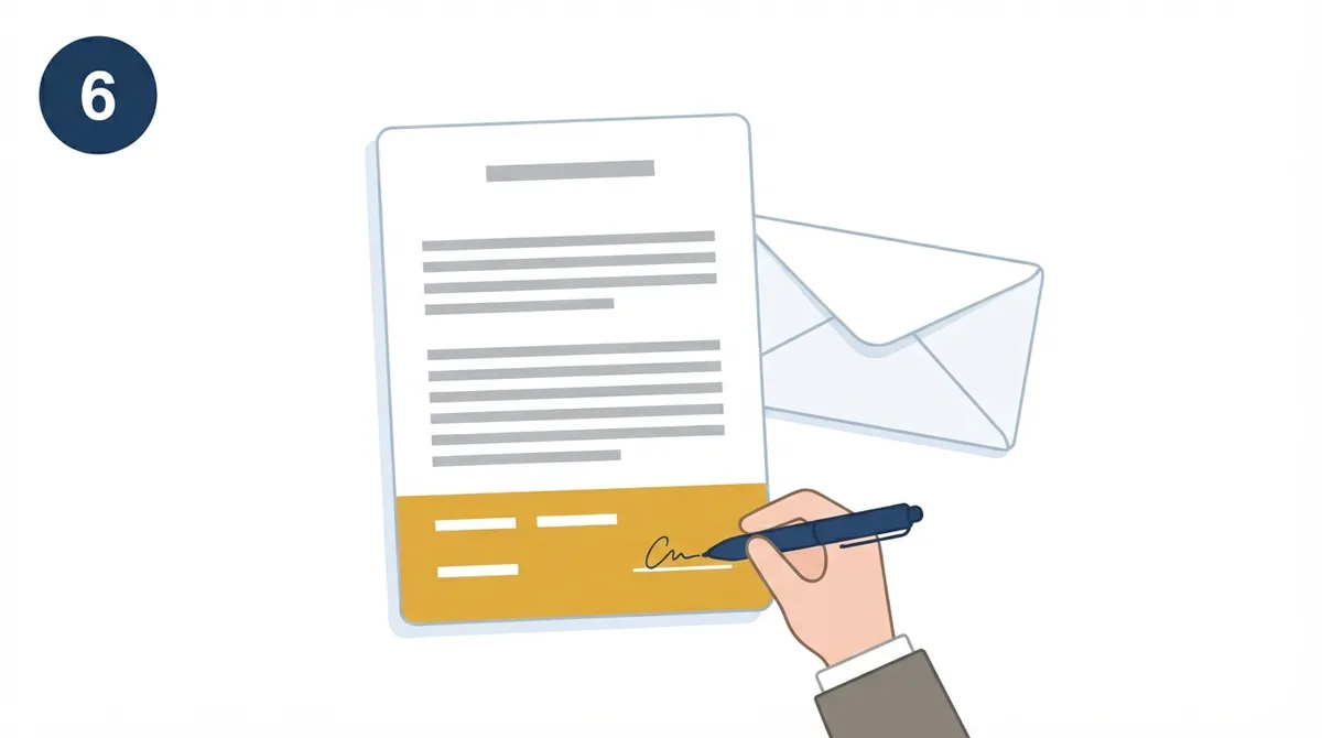 A pen signing a legal document.