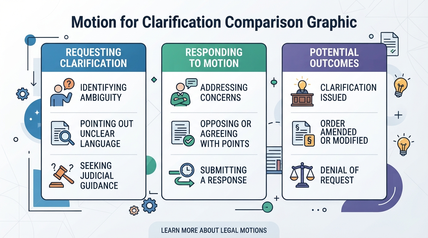 Comparison graphic explaining concepts related to a Motion for Clarification.