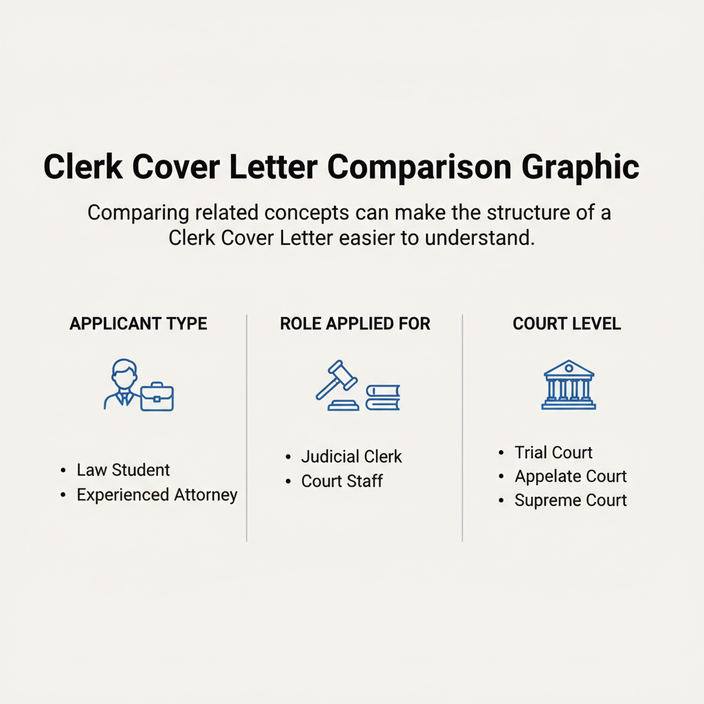 Comparison graphic explaining concepts related to a Clerk Cover Letter.