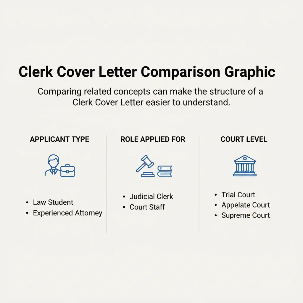 Comparison graphic explaining concepts related to a Clerk Cover Letter.
