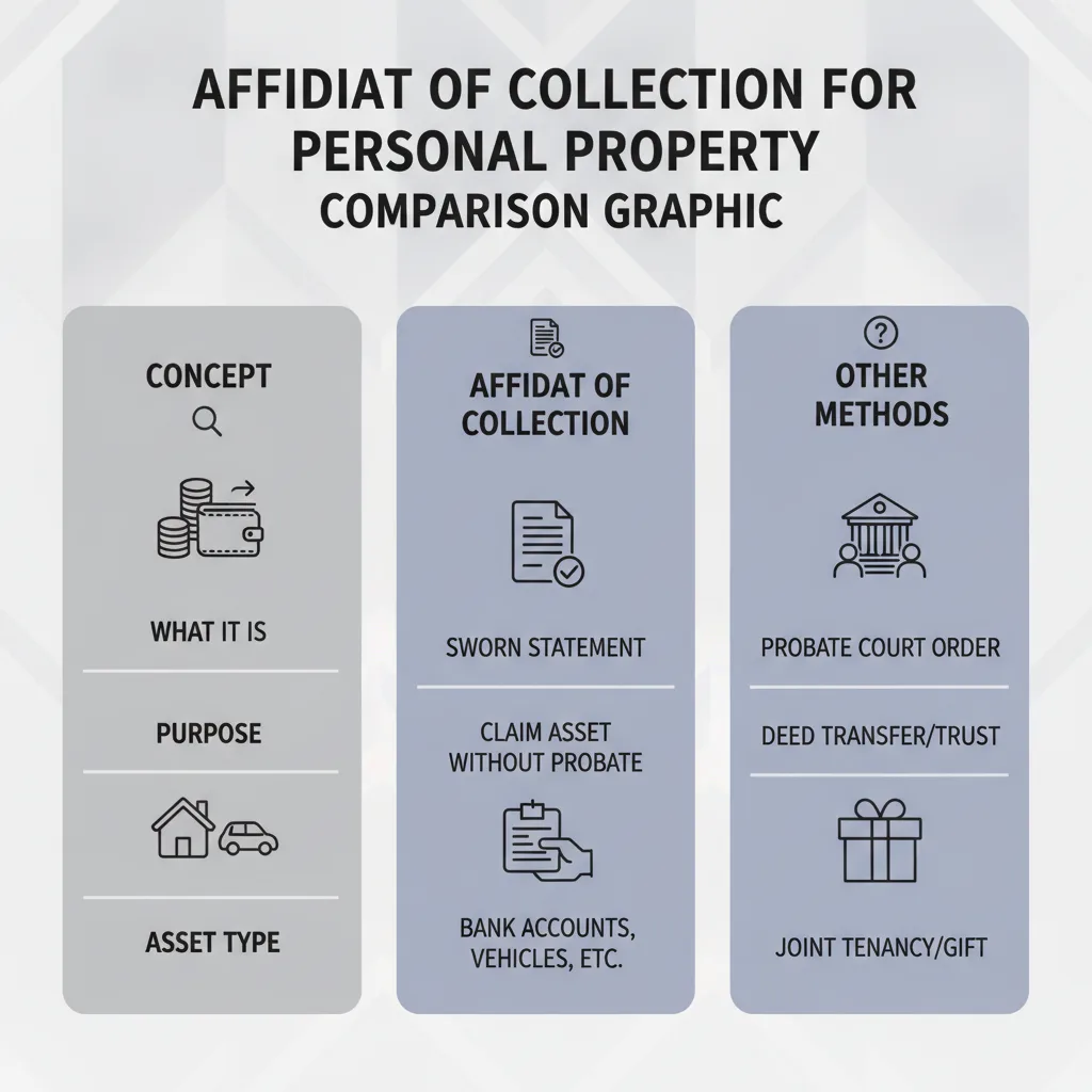 Comparison graphic explaining concepts related to a Affidavit of Collection for Personal Property.