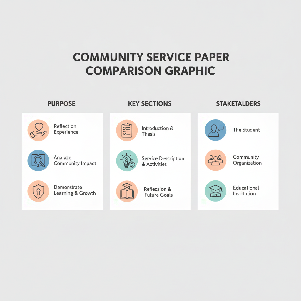 Comparison graphic explaining concepts related to a Community Service Paper.
