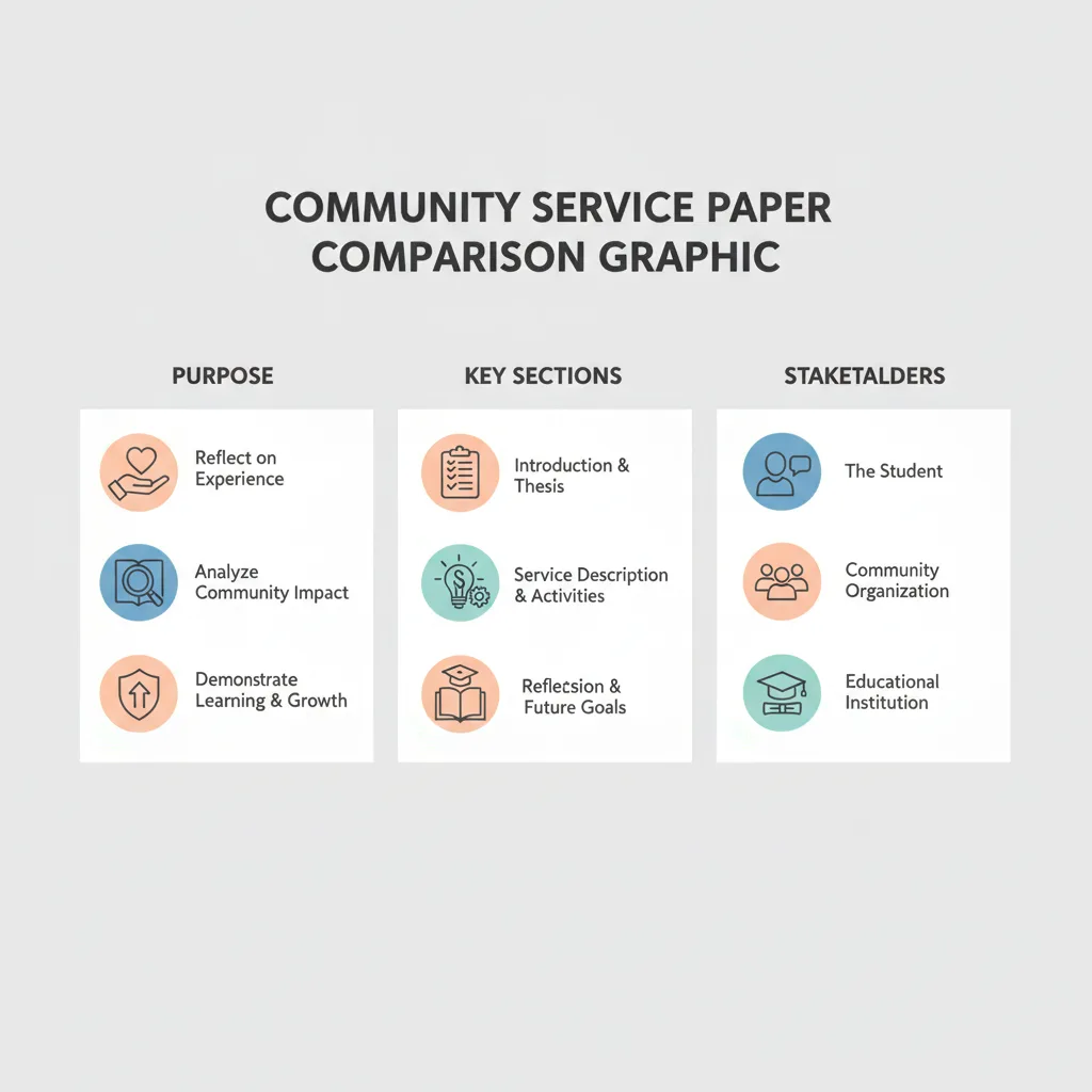 Comparison graphic explaining concepts related to a Community Service Paper.