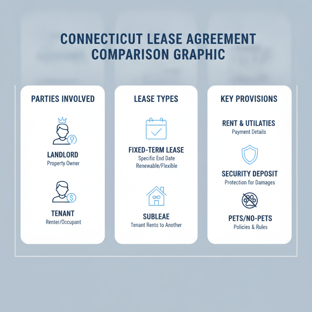 Comparison graphic explaining concepts related to a Connecticut Lease Agreement.