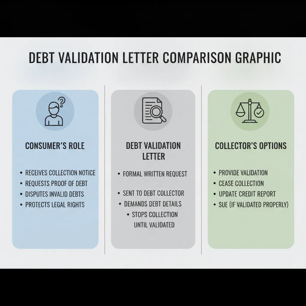 Comparison graphic explaining concepts related to a Debt Validation Letter.