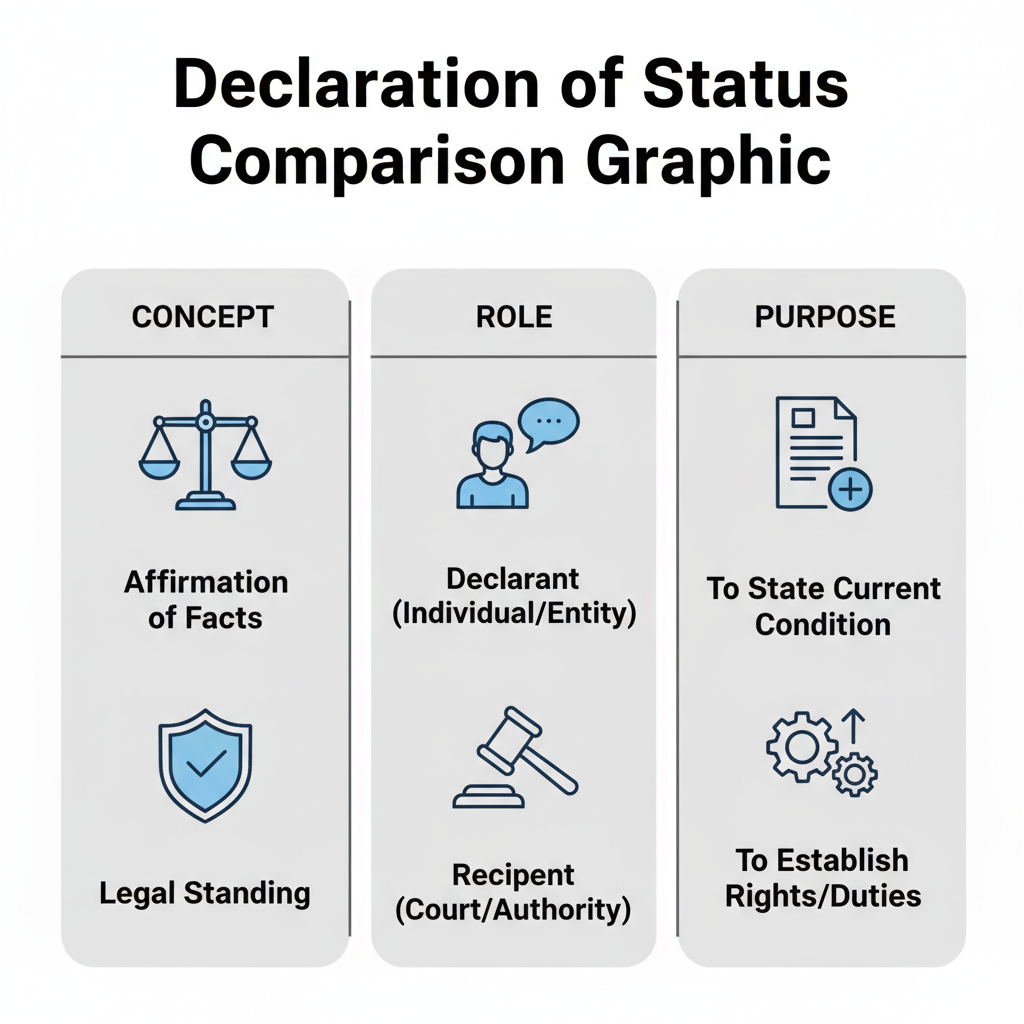 Comparison graphic explaining concepts related to a Declaration of Status.