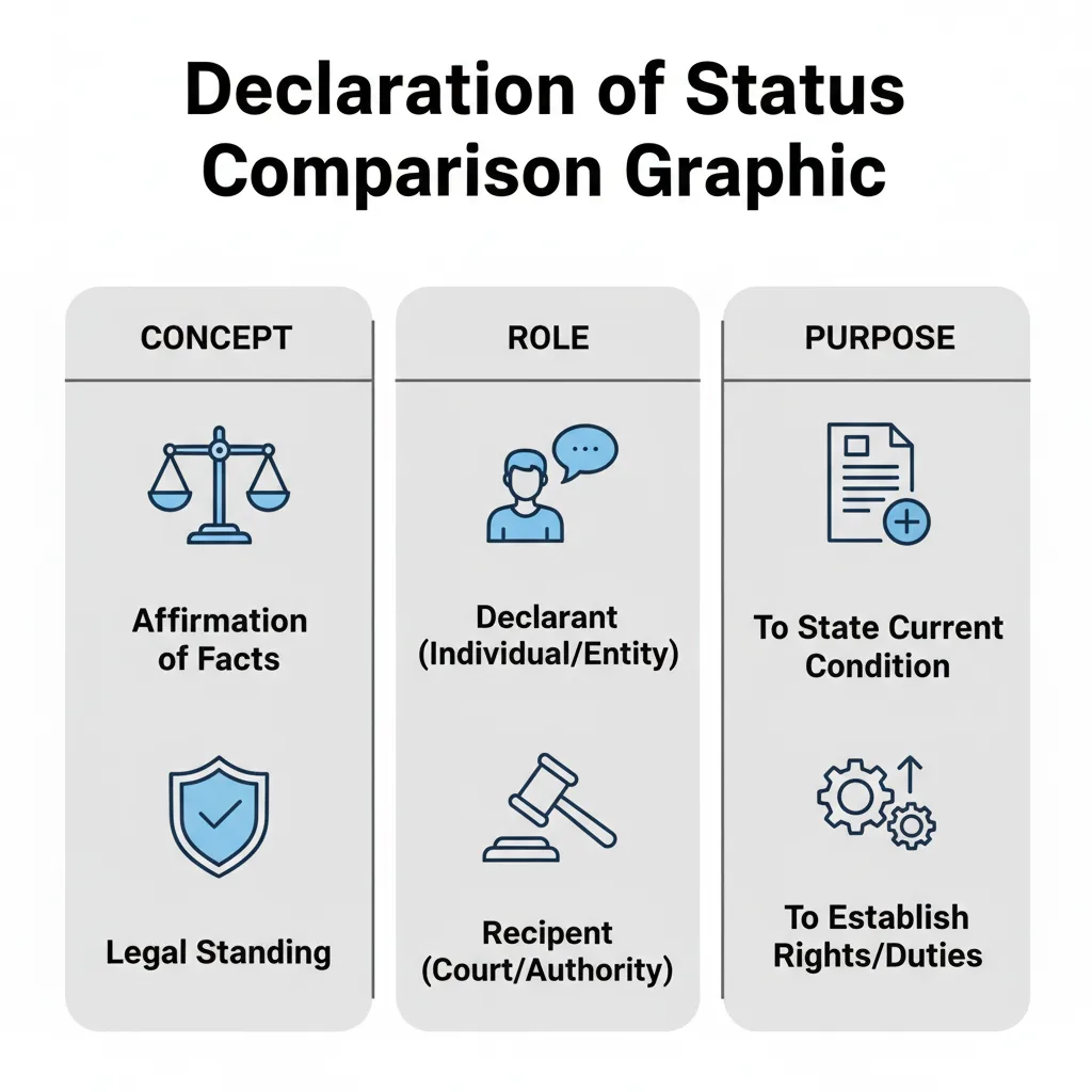 Comparison graphic explaining concepts related to a Declaration of Status.