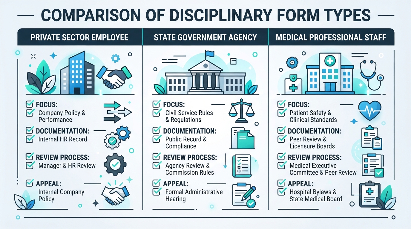 Comparison graphic of different types of disciplinary forms