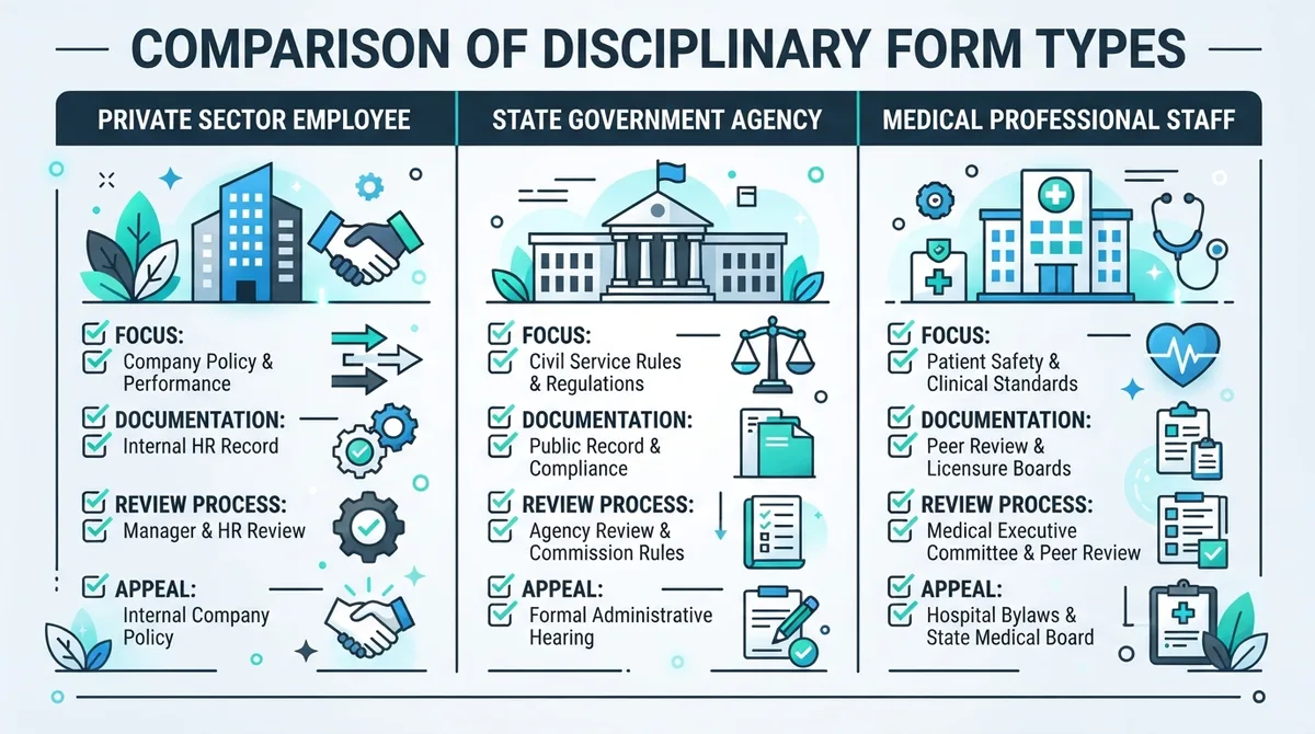 Comparison graphic of different types of disciplinary forms