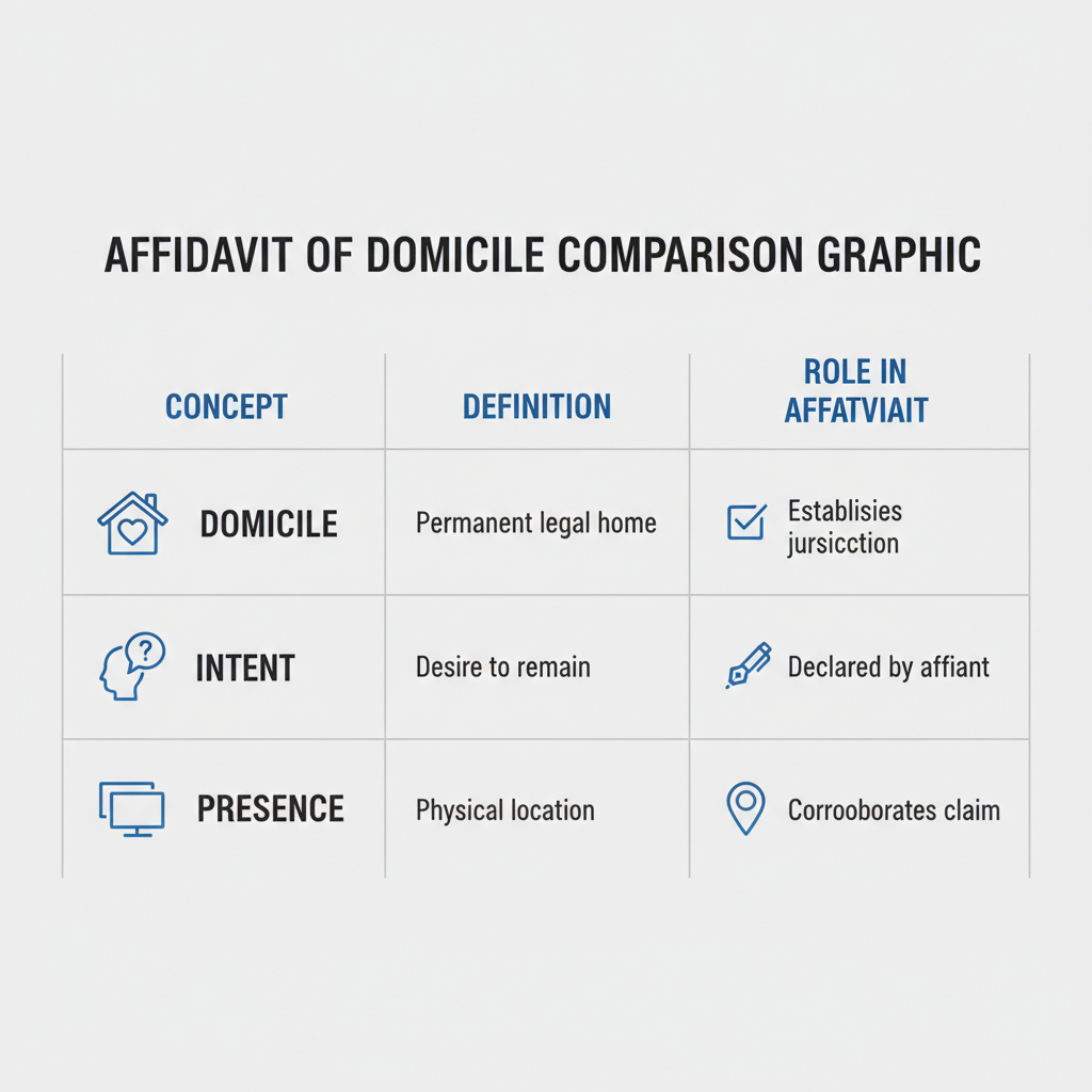 Comparison graphic explaining concepts related to a Affidavit of Domicile.