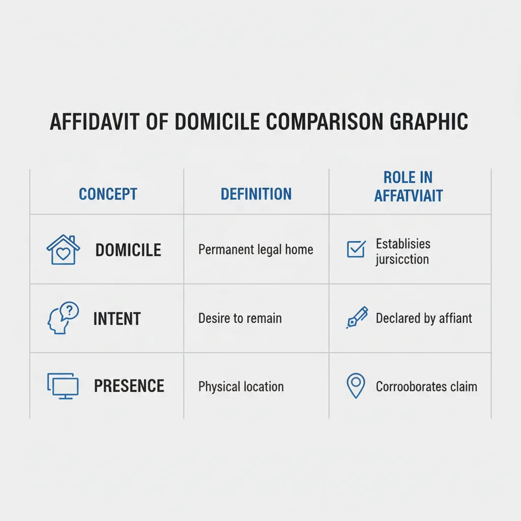 Comparison graphic explaining concepts related to a Affidavit of Domicile.