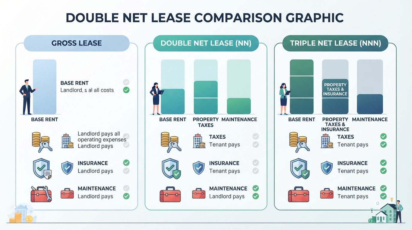 Comparison graphic explaining concepts related to a Double Net Lease.