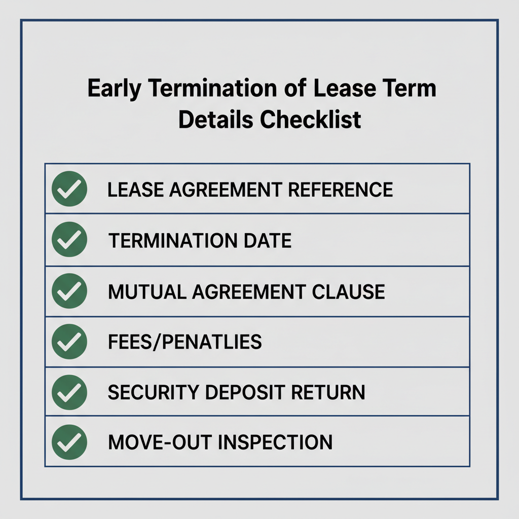 Checklist of details commonly addressed in a Early Termination of Lease Term Addendum.