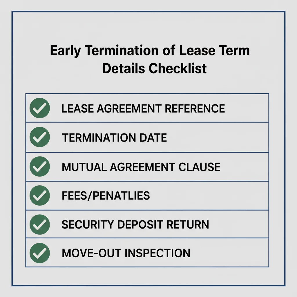 Checklist of details commonly addressed in a Early Termination of Lease Term Addendum.