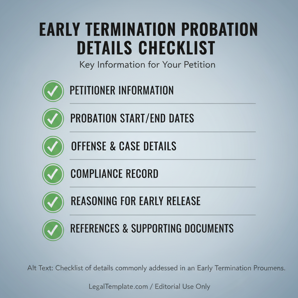 Checklist of details commonly addressed in a Early Termination Probation.