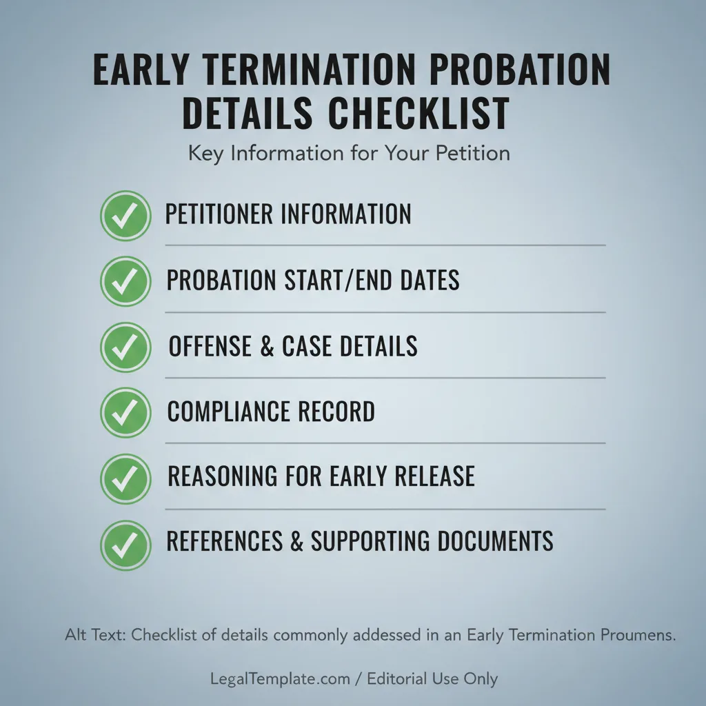 Checklist of details commonly addressed in a Early Termination Probation.