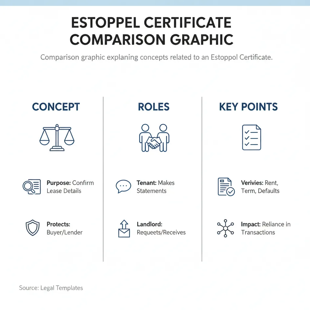 Comparison graphic explaining concepts related to a Estoppel Certificate.