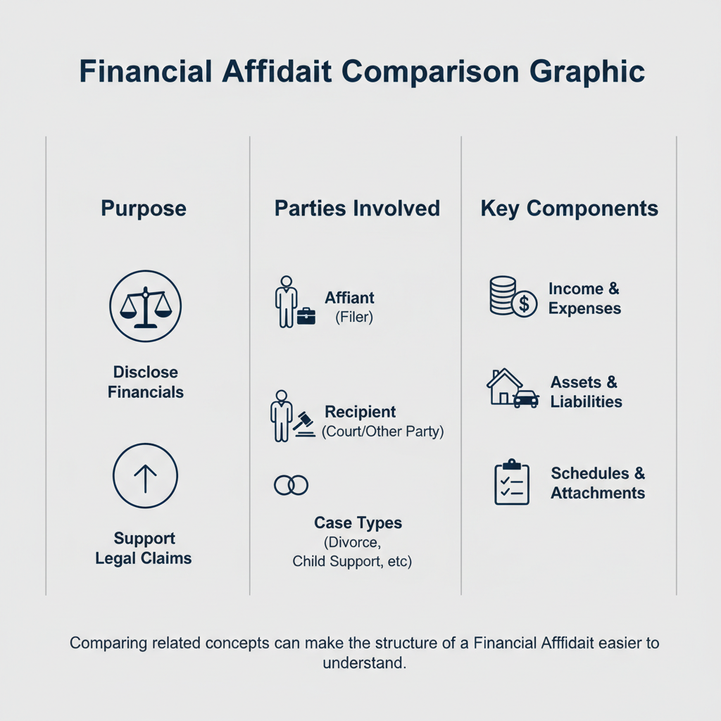 Comparison graphic explaining concepts related to a Financial Affidavit.